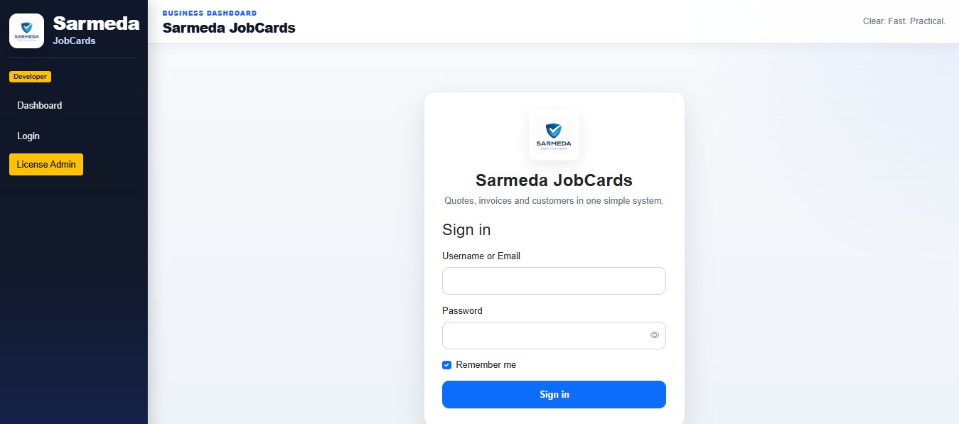 Sarmeda JobCards job management system